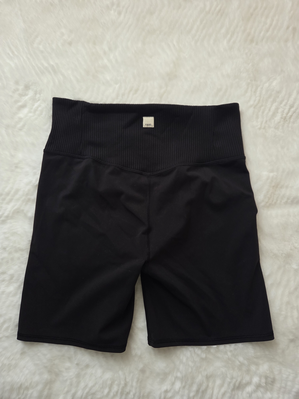 Vuori Black High-Waist Ribbed Bike Shorts
